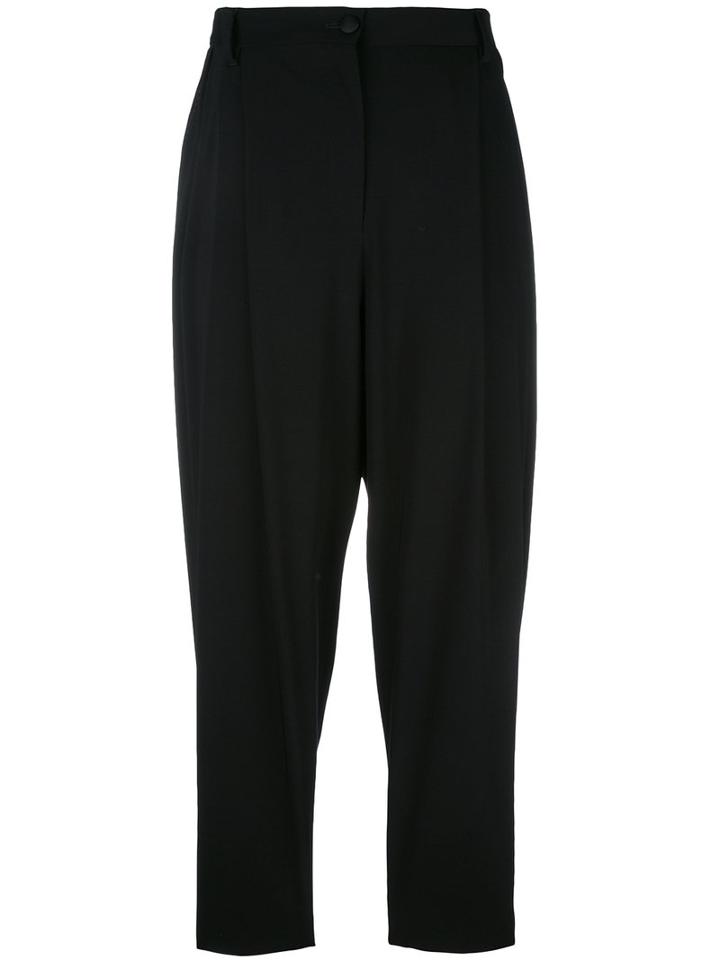 Dolce & Gabbana Cropped Harem Trousers, Women's, Size: 42, Black, Virgin Wool/spandex/elastane