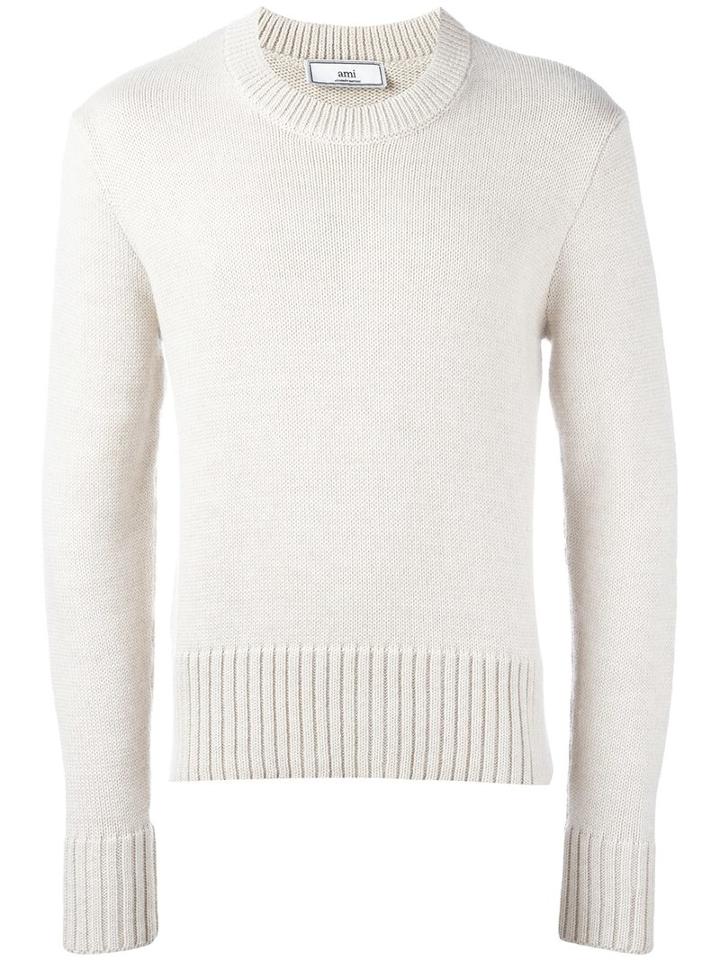 Ami Alexandre Mattiussi Crew Neck Sweater, Men's, Size: Xs, Nude/neutrals, Acrylic/wool