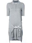 Thom Browne 2-in-1 Cardigan Polo Dress In Light Grey Fine Merino Wool