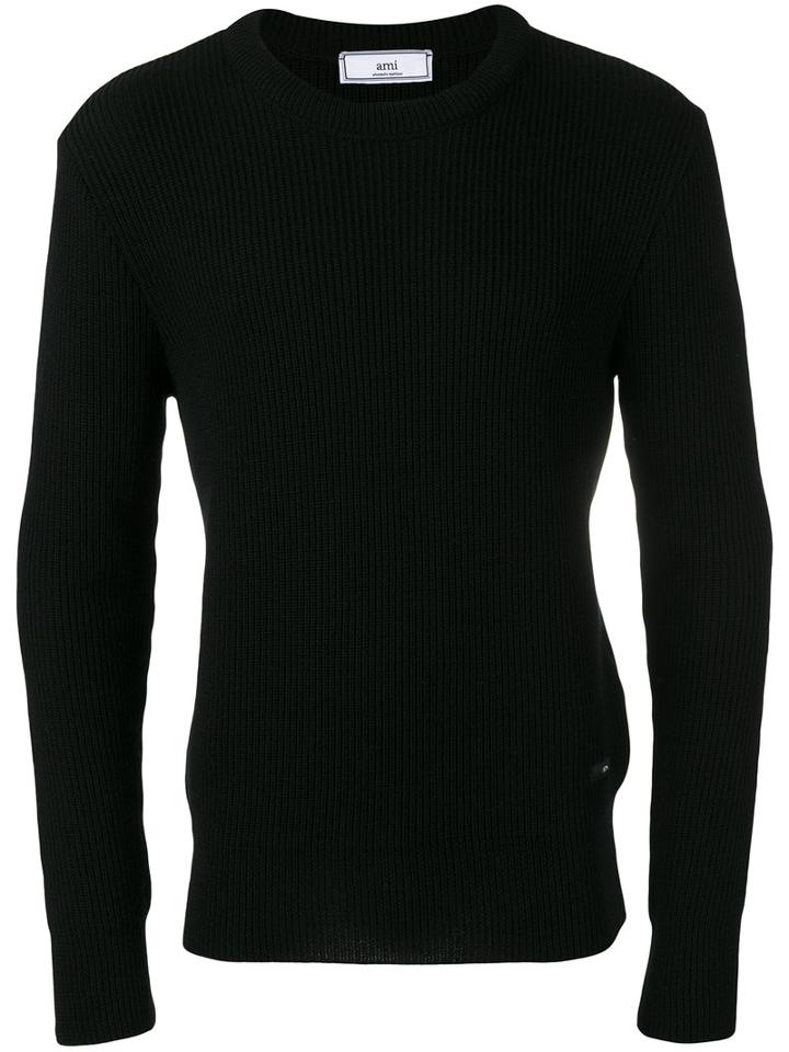 Ami Alexandre Mattiussi - Fisherman Rib Crewneck Sweater - Men - Virgin Wool - L, Black, Virgin Wool