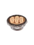 Amedeo Embossed Monkeys Ring, Women's, Size: 6 3/4, Black
