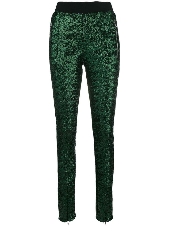 Amen Sequin Embellished Slim Trousers - Green
