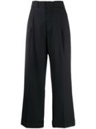 Maison Margiela Pleated Pinstripe Trousers - Black