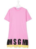 Msgm Kids Logo T-shirt Dress - Pink & Purple
