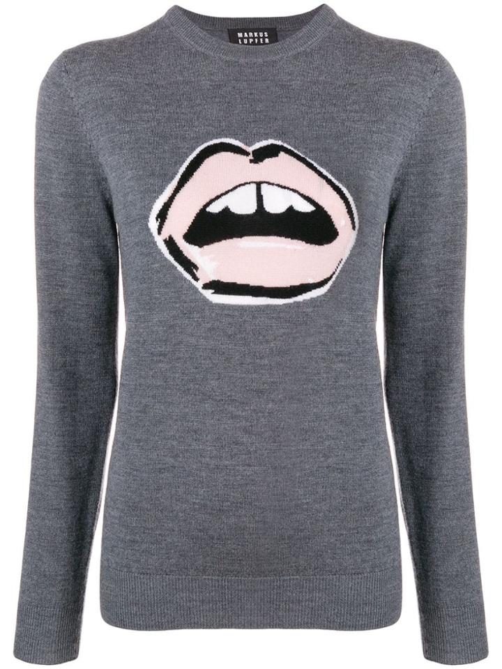 Markus Lupfer Mia Lips Intarsia Sweater - Grey