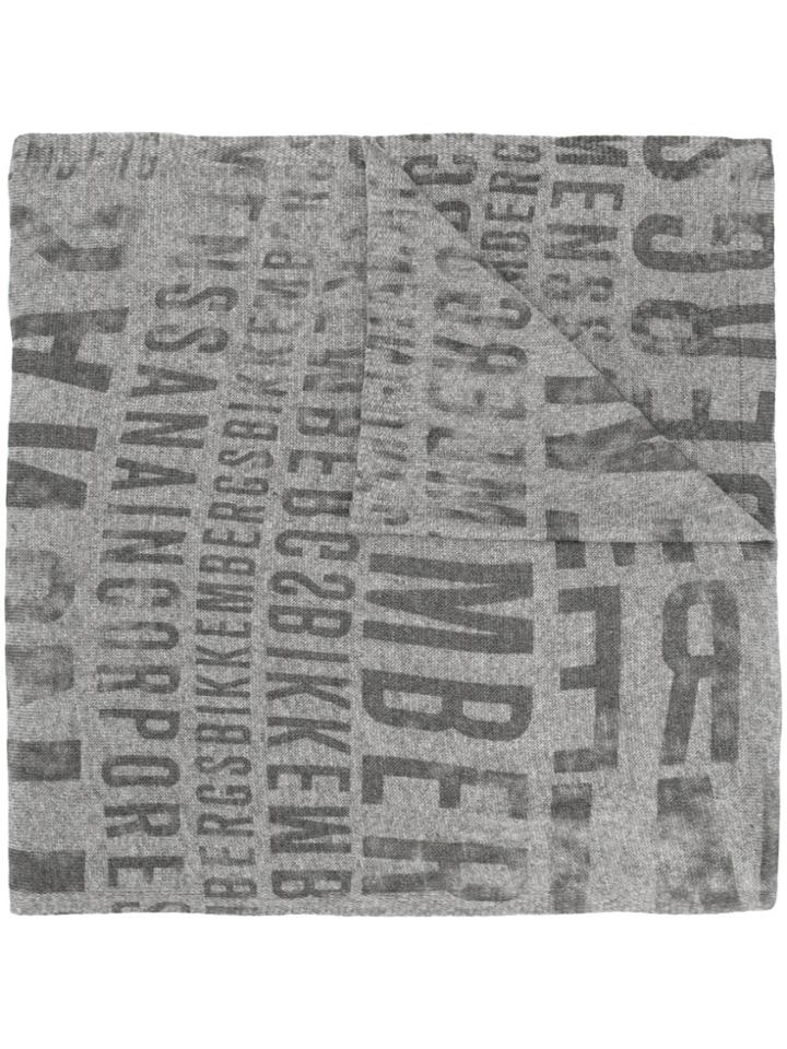 Dirk Bikkembergs Printed Logo Scarf - Grey
