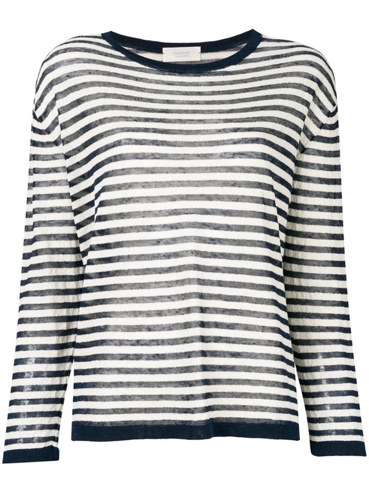 Zanone Striped Knitted Blouse - Blue