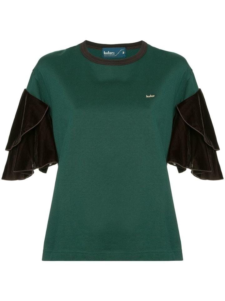 Kolor Ruffled Sleeve T-shirt - Green