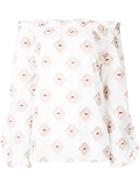 Xacus Printed Off Shoulder Top - White