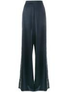 Lot78 Line Embroidered Wide-leg Trousers - Blue