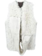 Ann Demeulemeester Blanche Draped Collar Shearling Jacket, Women's, Size: 40, White, Lamb Skin/lamb Fur