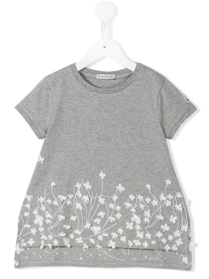 Moncler Kids Floral T-shirt, Girl's, Size: 10 Yrs, Grey