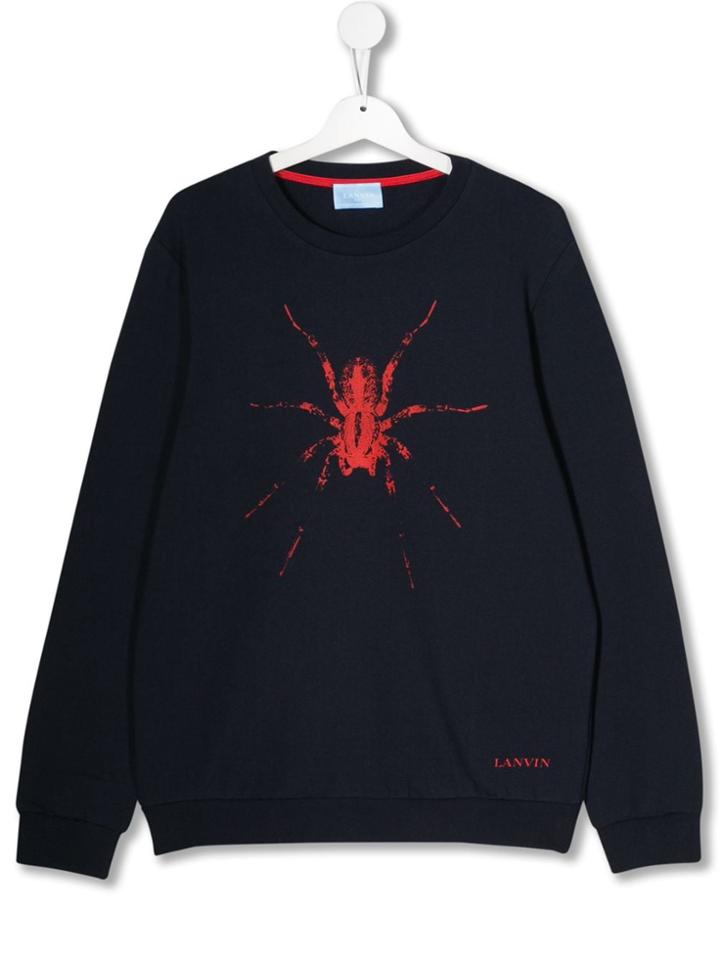 Lanvin Enfant Teen Spider Print Logo Sweatshirt - Blue