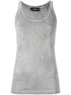 Dsquared2 Microstudded Tank Top, Women's, Size: Medium, Grey, Cotton/aluminium