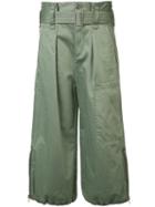 Marc Jacobs - Flared Cropped Trousers - Women - Cotton - 2, Green, Cotton