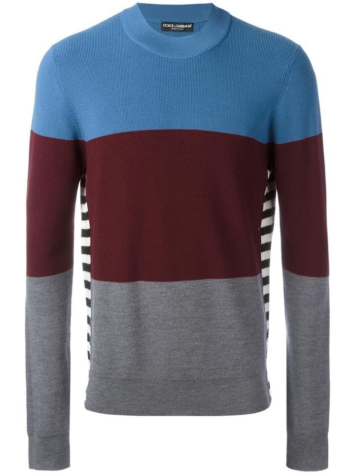 Dolce & Gabbana Colour Block Jumper, Men's, Size: 50, Blue, Wool
