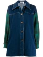 See By Chloé Contrast Check-print Denim Shirt - Blue