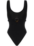 Hunza G Solitaire Seersucker Belted Swimsuit - Black