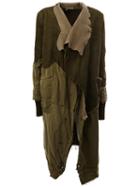 Greg Lauren Panelled Military Coat, Men's, Size: 3, Green, Cotton/sheep Skin/shearling