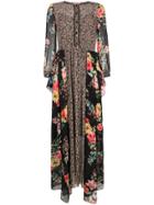 Twin-set Mix-print Long Dress - Black