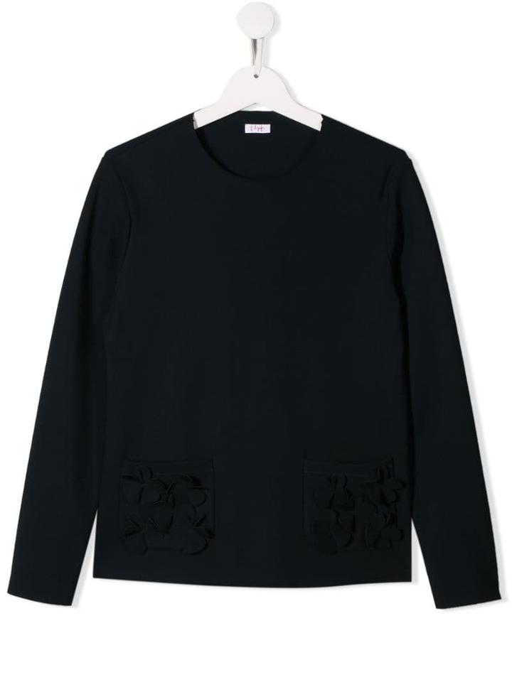 Il Gufo Teen Floral Pocket Top - Blue