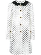 Dolce & Gabbana Polka Dot Brocade Coat, Women's, Size: 42, White, Cotton/viscose/silk/spandex/elastane