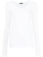 Atm Anthony Thomas Melillo Ribbed V-neck Top, Women's, Size: Xs, White, Spandex/elastane/modal