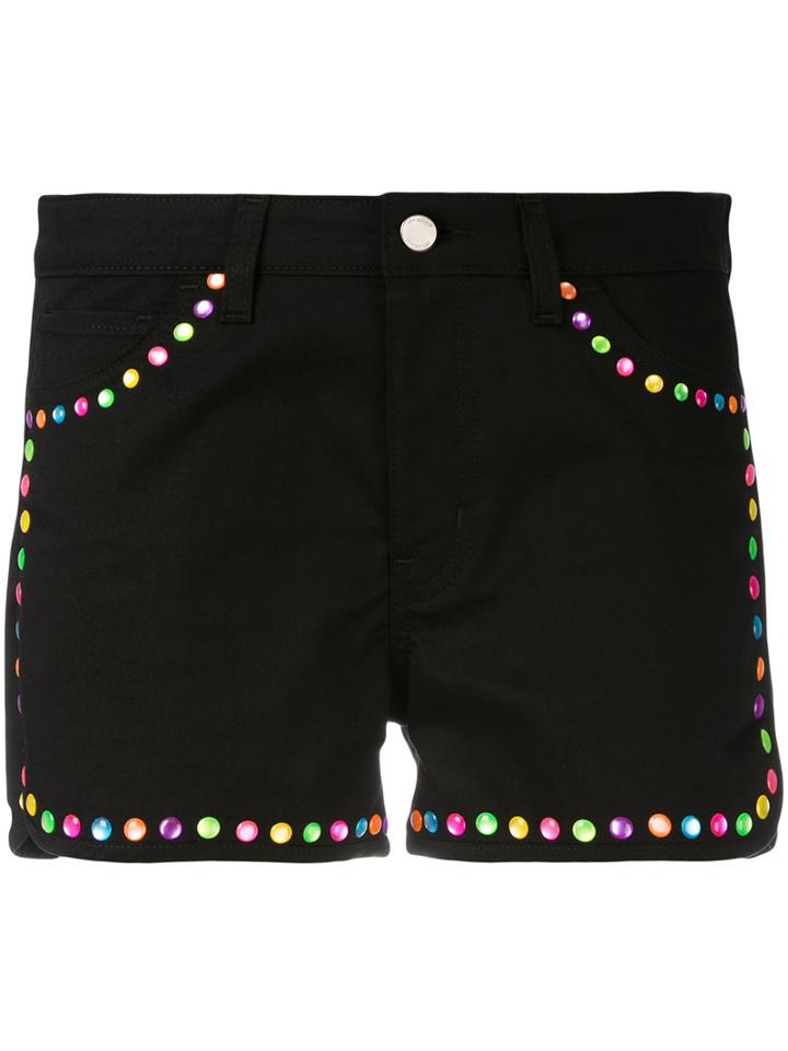 Love Moschino - Embellished Trim Shorts - Women - Cotton/spandex/elastane - 40, Women's, Black, Cotton/spandex/elastane