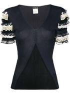 Chanel Vintage Ruffled Fitted Blouse - Blue