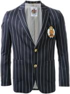 Education From Youngmachines Pinstriped Insignia Applique Single Breasted Blazer