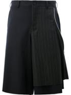 Comme Des Garçons Homme Plus Zip Detail Layered Shorts, Men's, Size: Small, Black, Wool