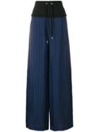 T By Alexander Wang Terry Stripe Combo Trousers - Black