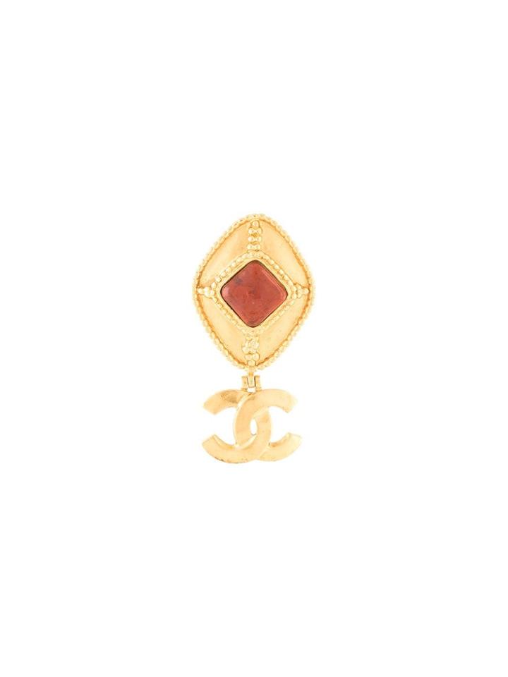 Chanel Pre-owned Oval Cc Brooch - Gold