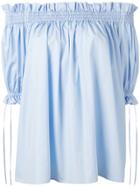 Alexander Mcqueen Off-the-shoulder Smocked Blouse - Blue