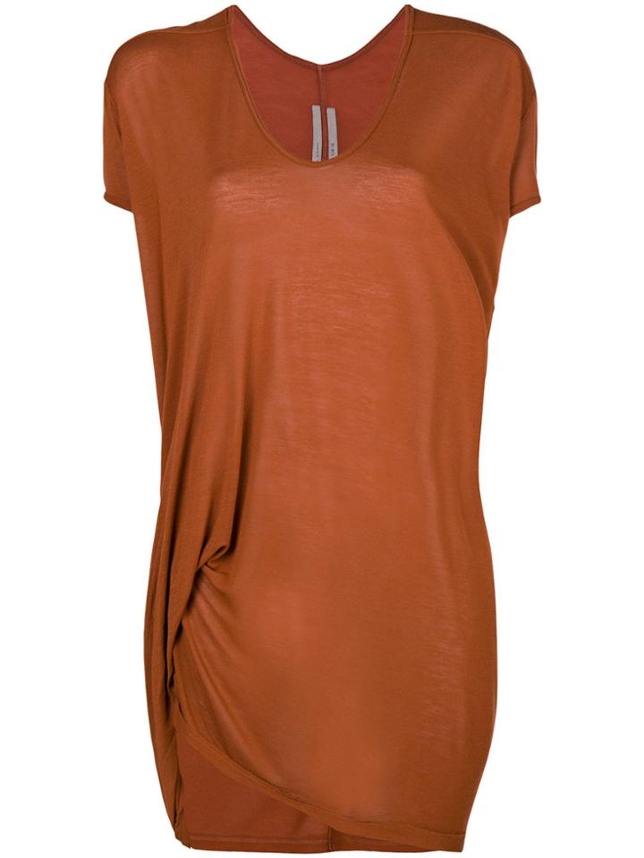 Rick Owens Draped V-neck T-shirt - Brown