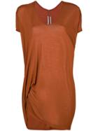 Rick Owens Draped V-neck T-shirt - Brown