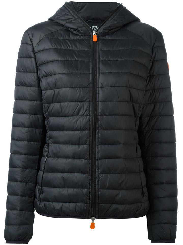 Save The Duck Hooded Puffer Jacket, Women's, Size: 5, Black, Polyester/nylon
