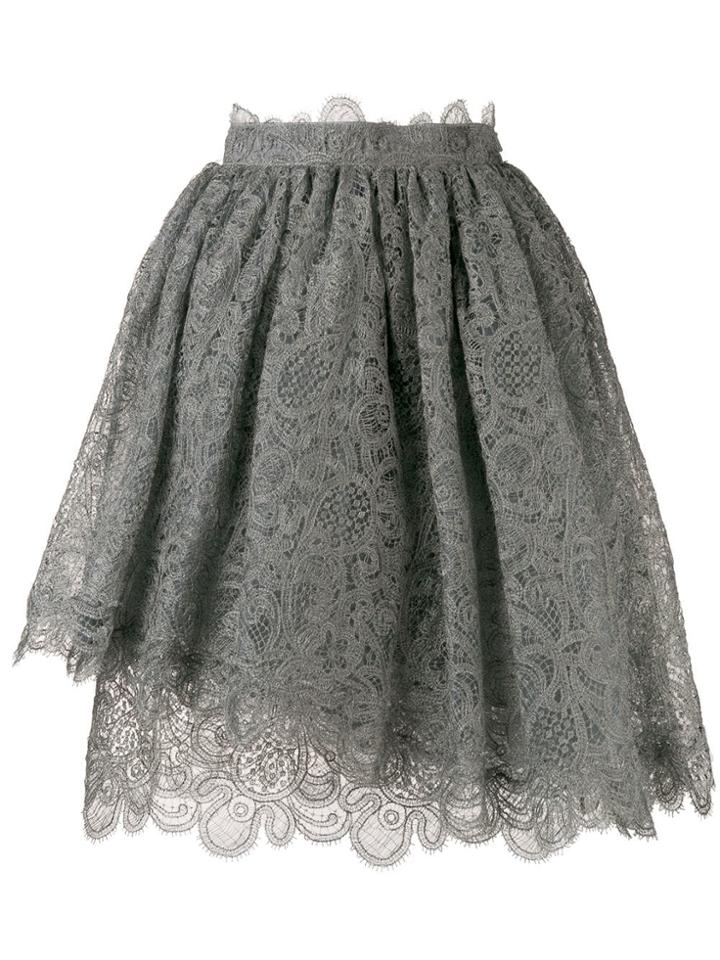 Ermanno Scervino Scalloped Lace Pattern Skirt - Grey