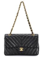 Chanel Vintage Medium Chevron Double Flap Bag, Women's, Black