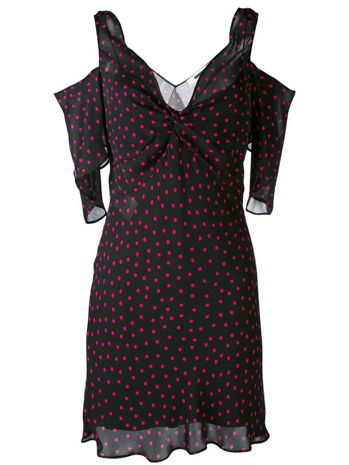 Mcq Alexander Mcqueen - Cold Shoulder Spot Dress - Women - Polyester - 42, Black, Polyester