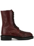 Ann Demeulemeester Net Lace-up Boots - Red