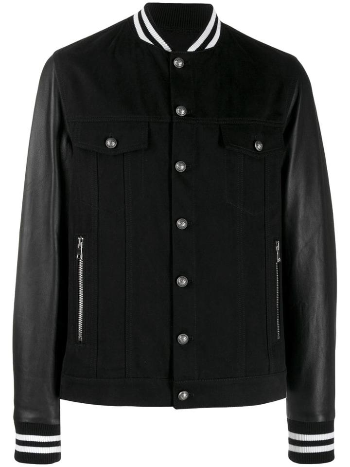 Balmain Striped Trim Bomber Jacket - Black