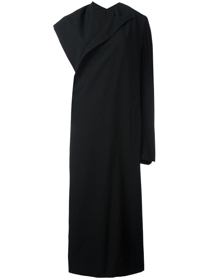 Yohji Yamamoto Long Asymmetric Coat, Women's, Size: 2, Black, Wool/acrylic/rayon/cupro