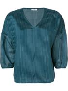 Peserico Striped V-neck Top - Green