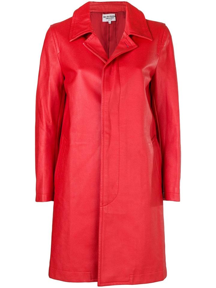 Comme Des Garçons Vintage 2000's Faux Leather Coat - Red
