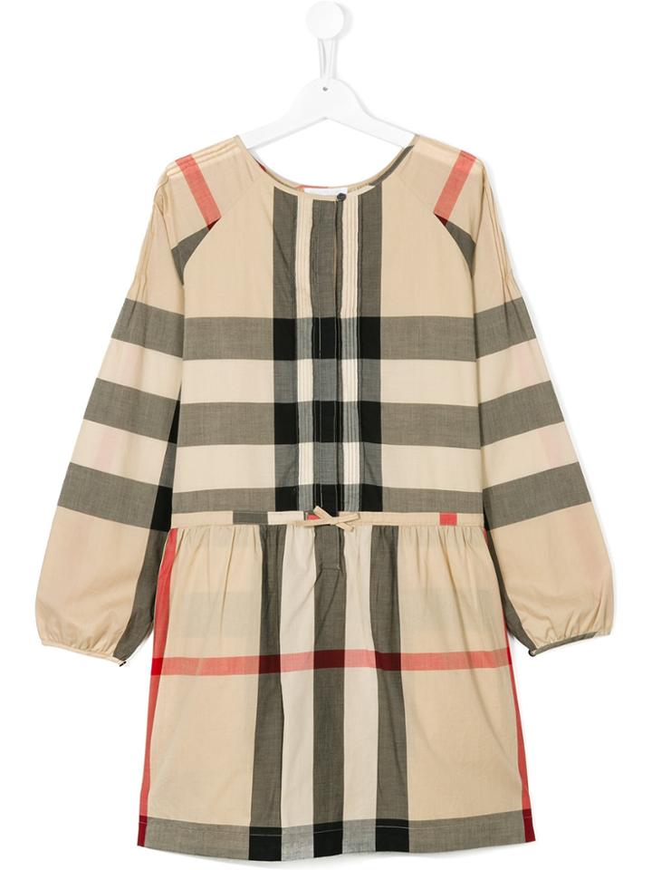 Burberry Kids Teen Checkered Dress - Nude & Neutrals