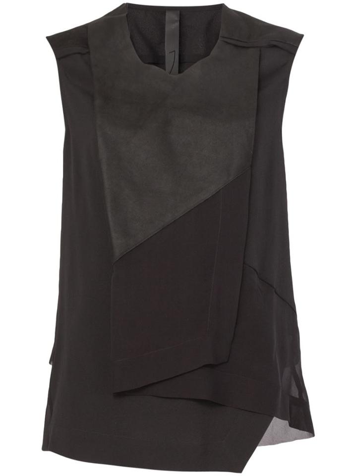 Ilaria Nistri Draped Sleeveless Tank, Women's, Size: 42, Black, Silk/leather/acetate