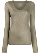 Majestic Filatures Sheer V-neck Jumper - Green