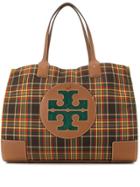 Tory Burch Ella Plaid Print Tote - Brown