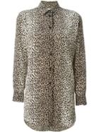 Saint Laurent Leopard Print Shirt, Women's, Size: 44, Brown, Silk